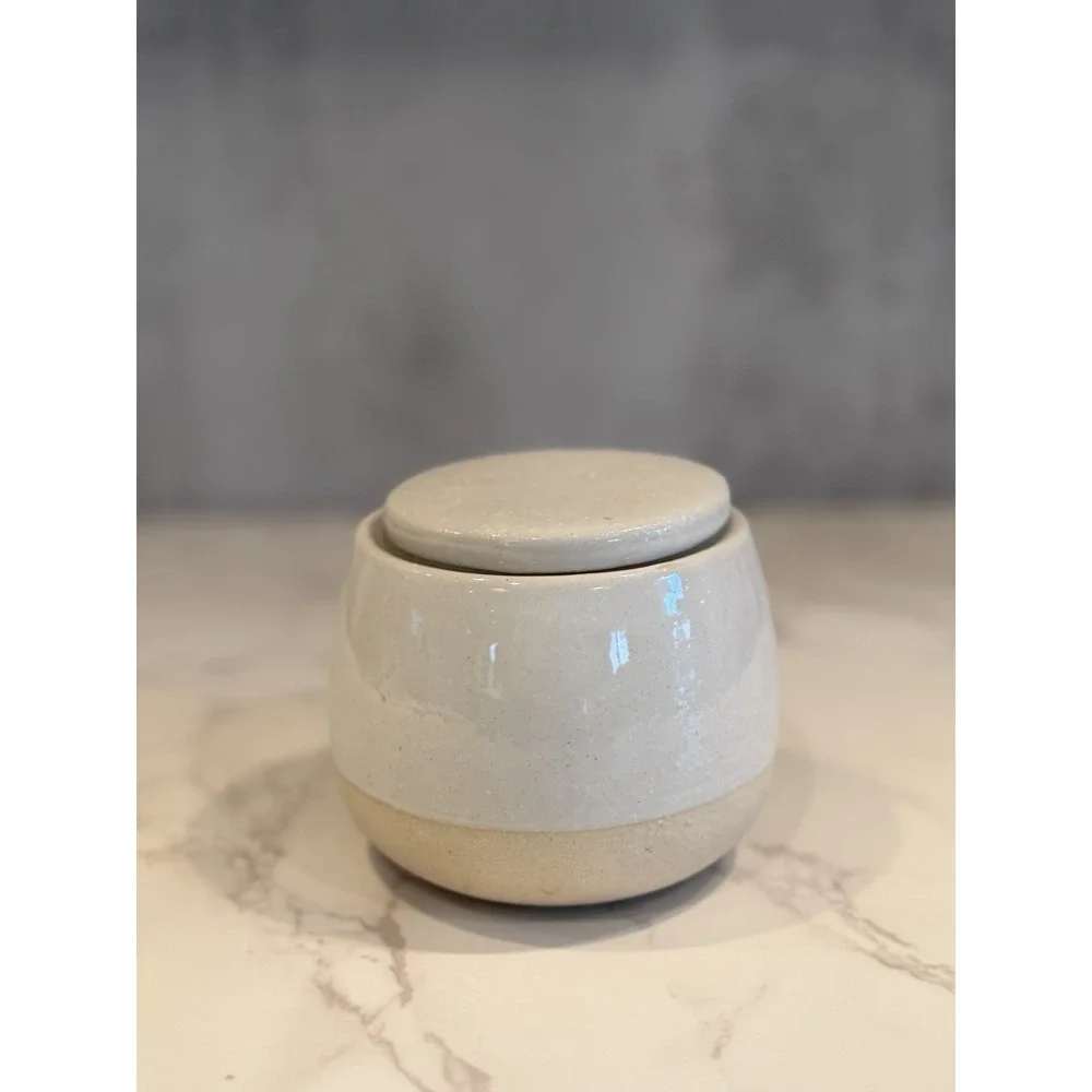 Creative Co-Op Speckled Stoneware Lidded Canister Storage Jar